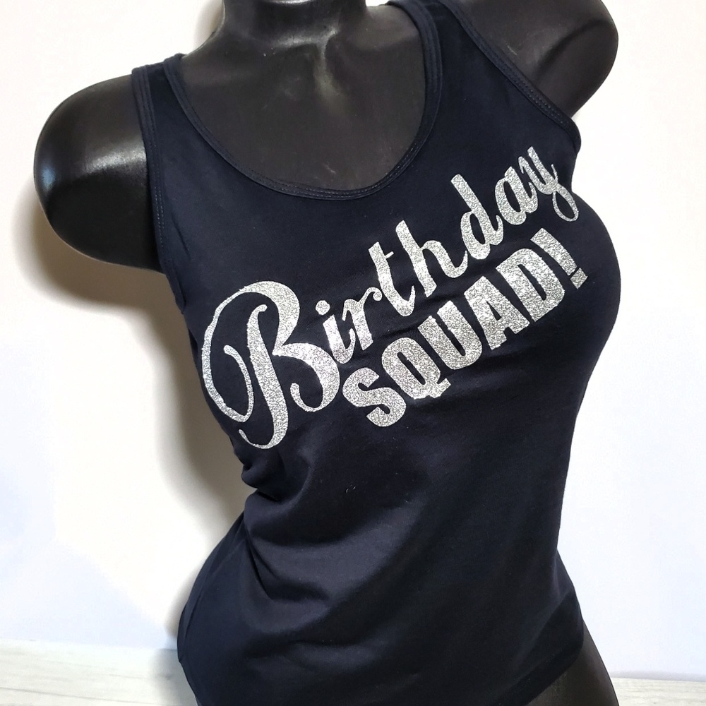 Birthday Squad Fitted Spandex Black Tank